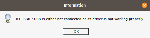 RTL-SDR / USB is either not connected or its driver is not working properly